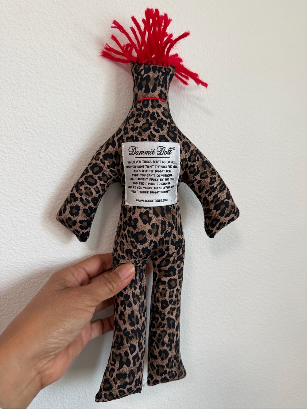 Dammit Doll® Leopard Print Stress Relief Plush - Brown with Red Accents